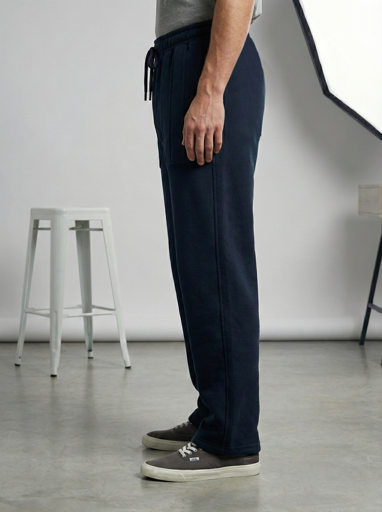 Straight Fit Baggy Trousers | Dark Blue