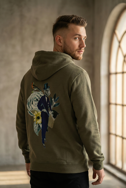 Olive Green Casual Hoodie | Vintage