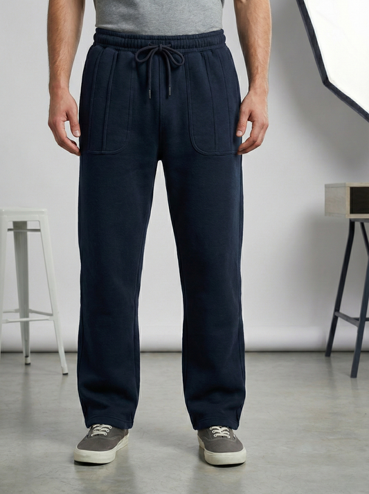 Straight Fit Baggy Trousers | Dark Blue