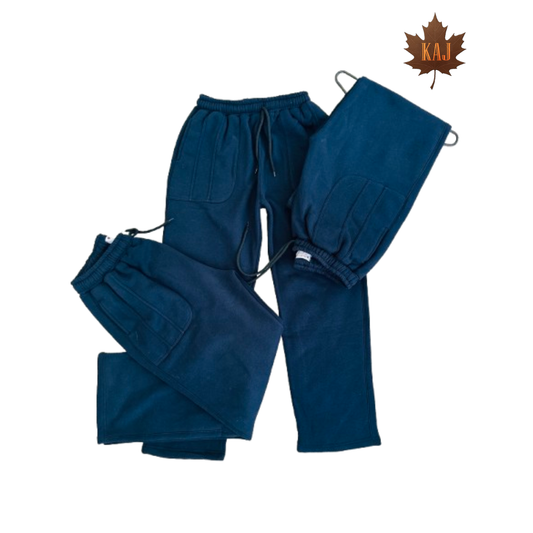 Straight Fit Baggy Trousers | Dark Blue