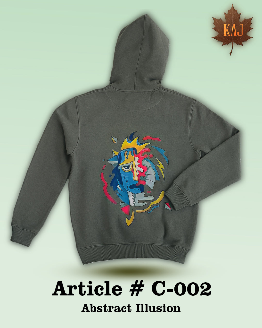 Olive Green Casual Hoodie | Abstract Illusion