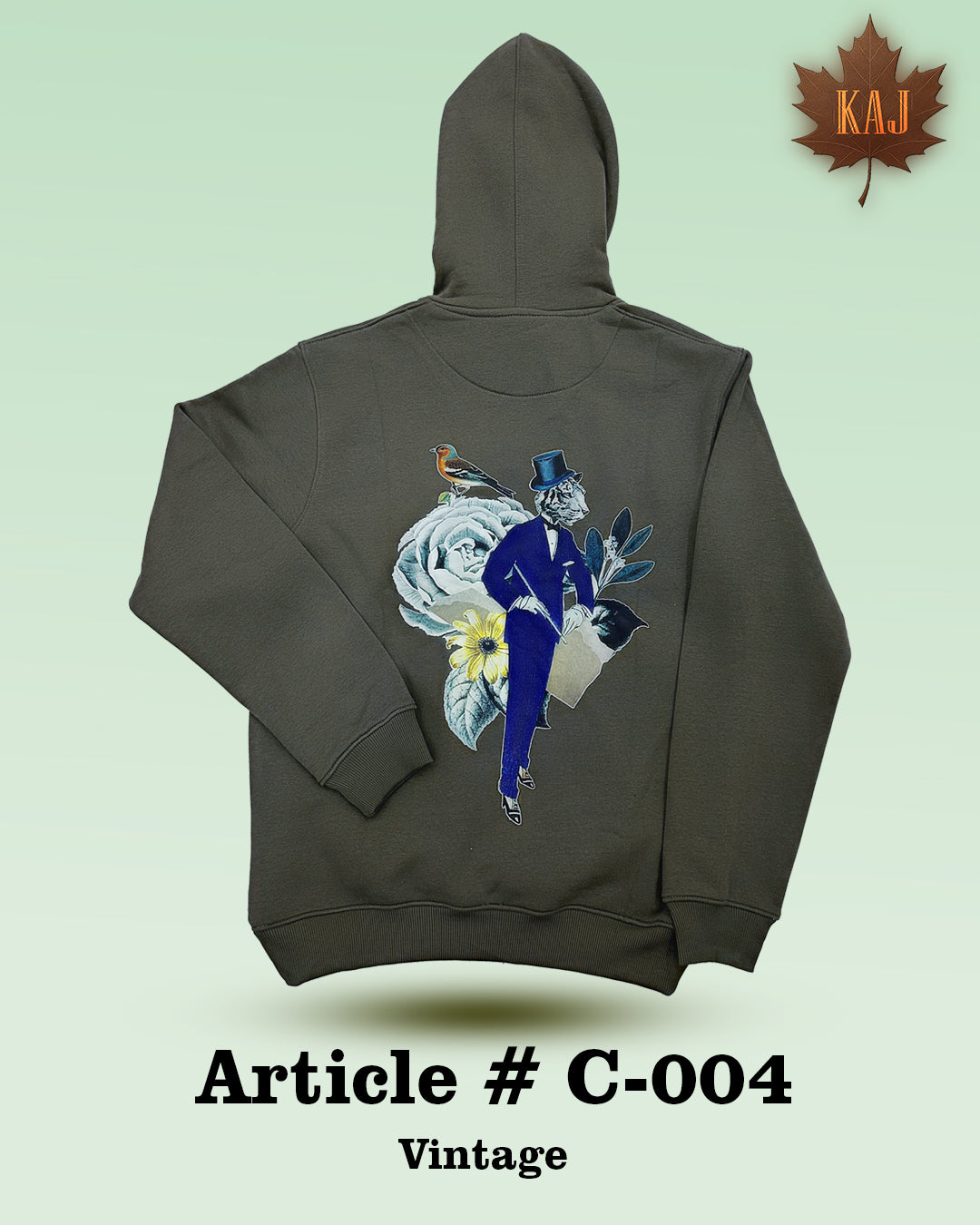 Olive Green Casual Hoodie | Vintage