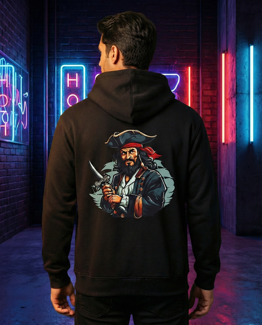 Black Baggy Hoodie | Pirate Mascot